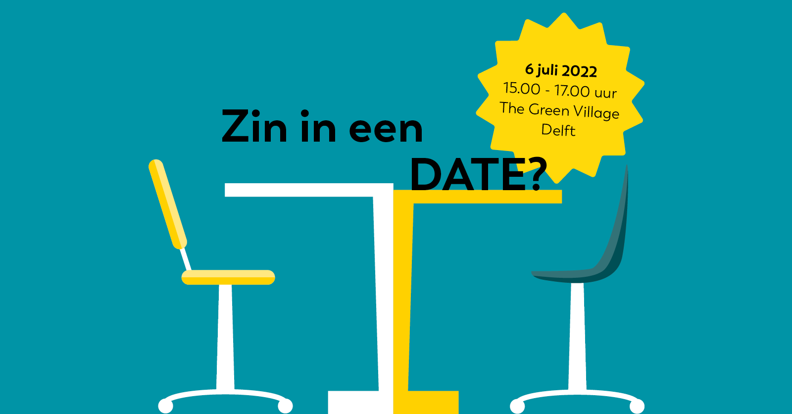 visual van speeddate 6 juli 2022 bij The Green Village in Delft